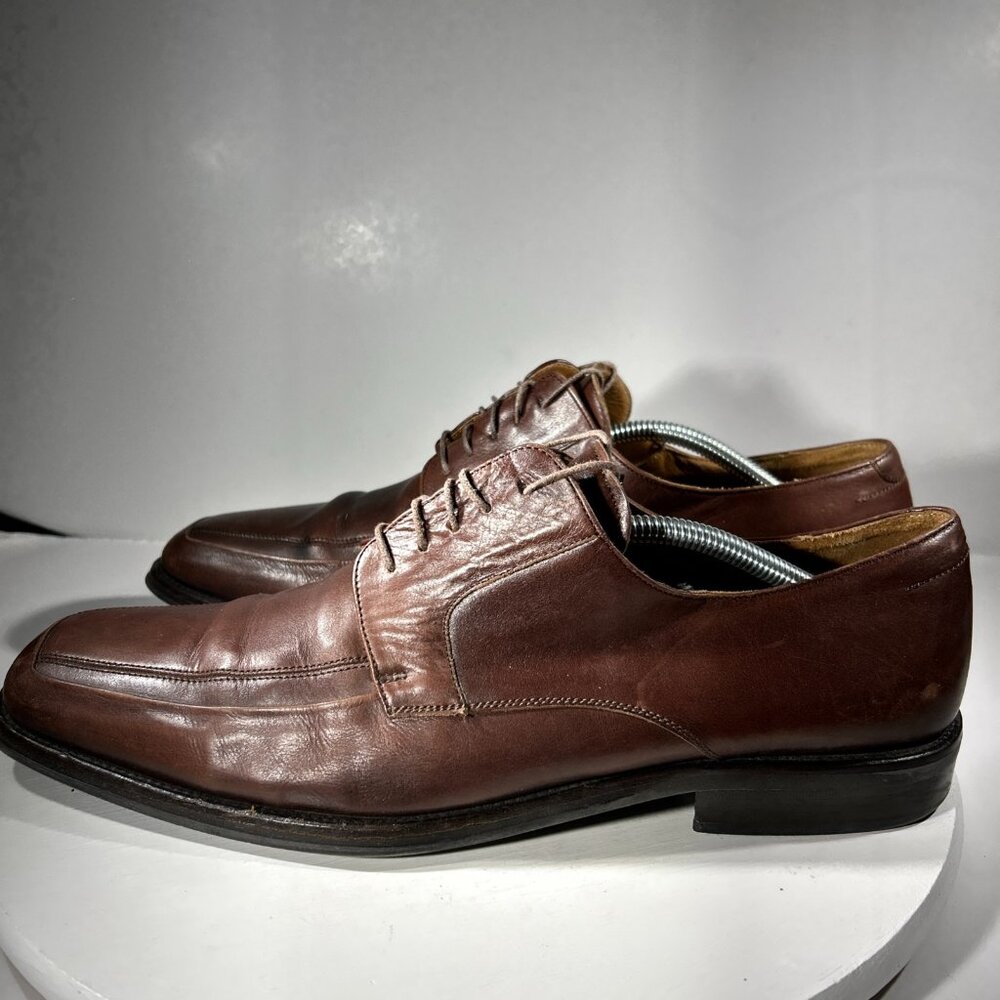 Mezlan Shaw Mens Leather Dress Shoes Size 12 M Brown Oxfords Apron Square Toe